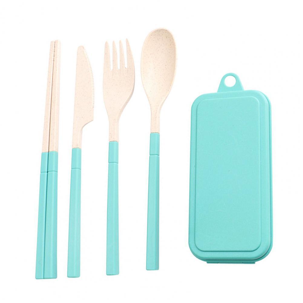 1Set Durable Cutlery Box Kit Eco-friendly Dinnerware Container Kit Close Splicing PP Wheat Dinnerware Set Organizer for Kitchen: Green