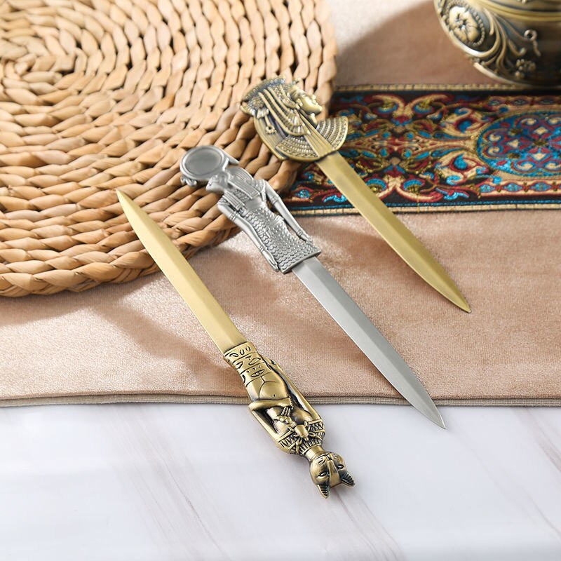 Creativo retrò piramide egizia faraone coltello antico bronzo in lega di zinco tagliacarte coltello di carta busta apri posta coltello