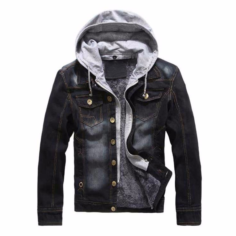 Herr vinter herr jeans jacka tjocka jeansjackor herr luva fleece varm jacka jean för herr