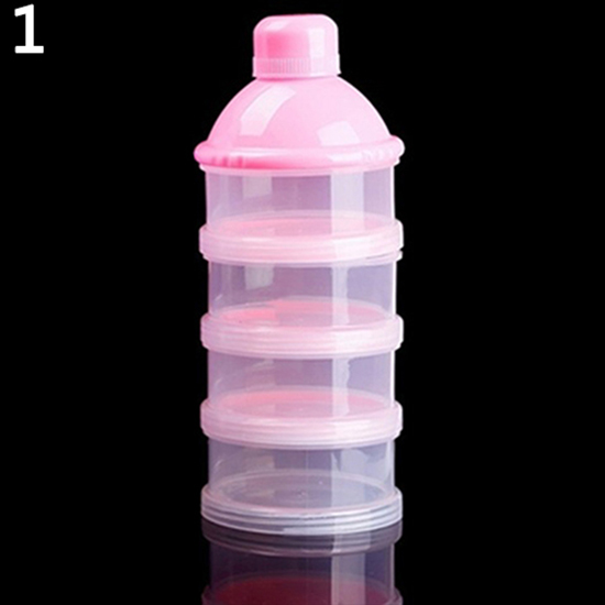 Tragbare Neugeborenen Baby Milch Pulver Spender Reise freundlicher Baby Fütterung 4 Schichten Milchpulver Spender Flasche Lagerung Container: Rosa