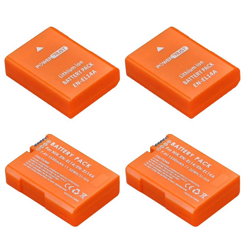 Batería EN-EL14 EN EL14a Compatible con Nikon D3500, D5600, D3300, D5100, D3100, D3200, D5200, D3400, DF, P7000, P7800 y más: 4x Batteries