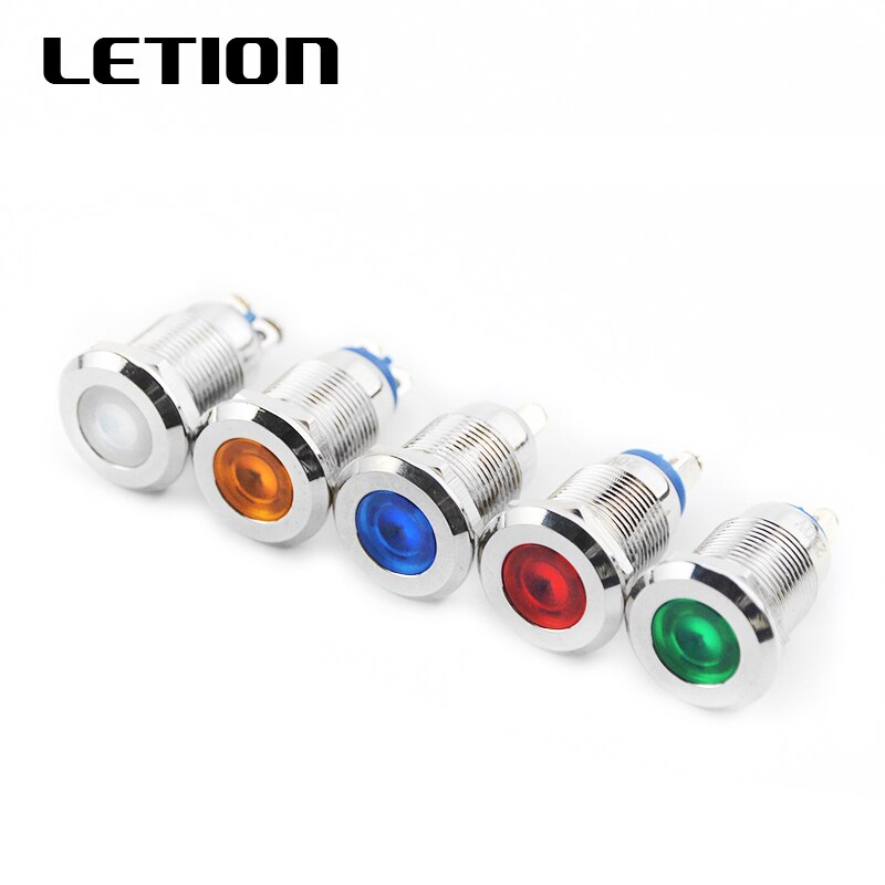 12mm Metal Indicator Light LED Waterproof Signal Lamp 12V 24V 220V Red Yellow Green White Blue Pilot Seal Bulb