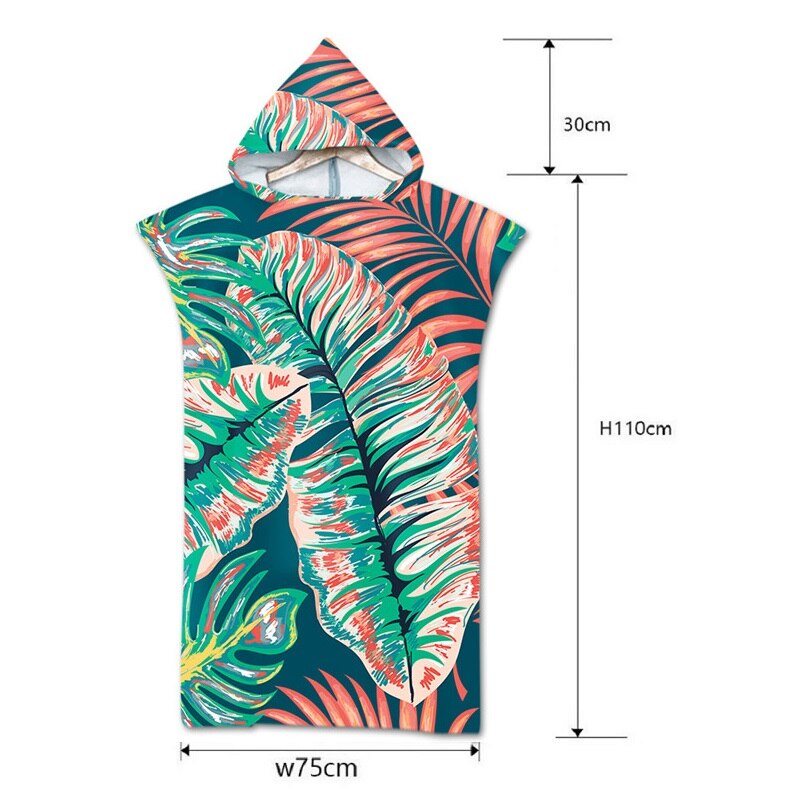 Bad strand pool svømning håndklæde kappe mikrofiber hætte surf poncho håndklæde udendørs skifteskab tropisk badekåbe våddragt voksen