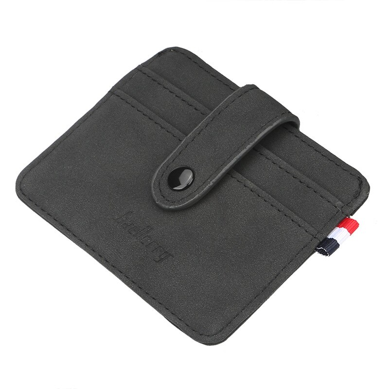 Baellerry Slim PU Leather Wallet Men Magic Wallets Small Purse Male Hasp Vallet Retro Card Holder Mini Holders Carteira: Black