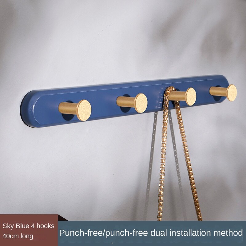 Kledingrek Muur Opknoping Muur Gemonteerde Ponsen-Gratis Kleding Haak Muur Ingang Achter Entree Garderobe Licht Luxe Kleding haak: Blue 4 hooks