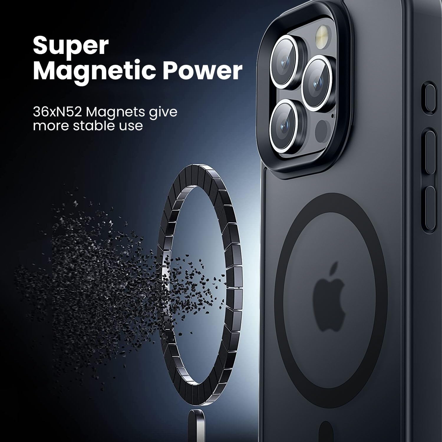 Funda negra mate para iPhone 16 Pro Max 15 Plus 14 13 Mini 12 11 SE 2022 8 Magsafe Mag cubierta magnética segura accesorios para teléfono