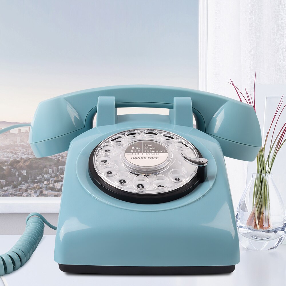 Téléphone fixe Vintage rose jaune noir bleu à cadran tournant, fixe fixe en plastique pour la maison et le bureau, Style européen rétro