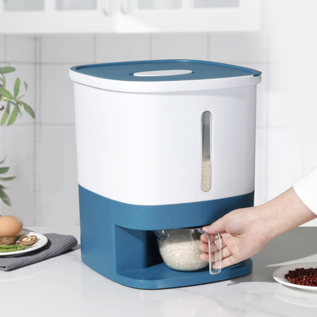 Rice Storage Container Plastic 10kg Multipurpose Cereal Container Bin Bin Dry Food Storage Container: Blue