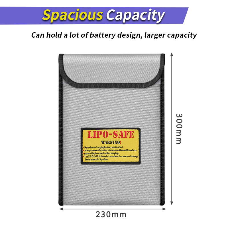 Multi-function Lithium Battery Explosion-proof Bag 1000 MAh Safety Charging Flame-retardant Storage Bag Zipper Fireproof Bag: Navy Blue