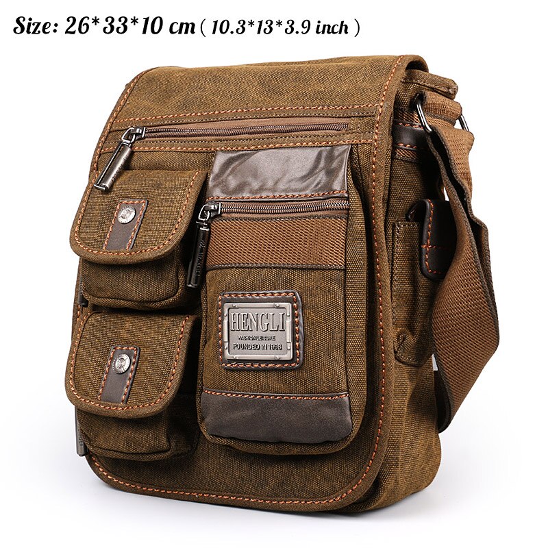 Ruil-Bolso de hombro de lona Retro para hombre, Cartera de hombro de lona Retro, Estilo Vintage, multifunción, informal, escolar,