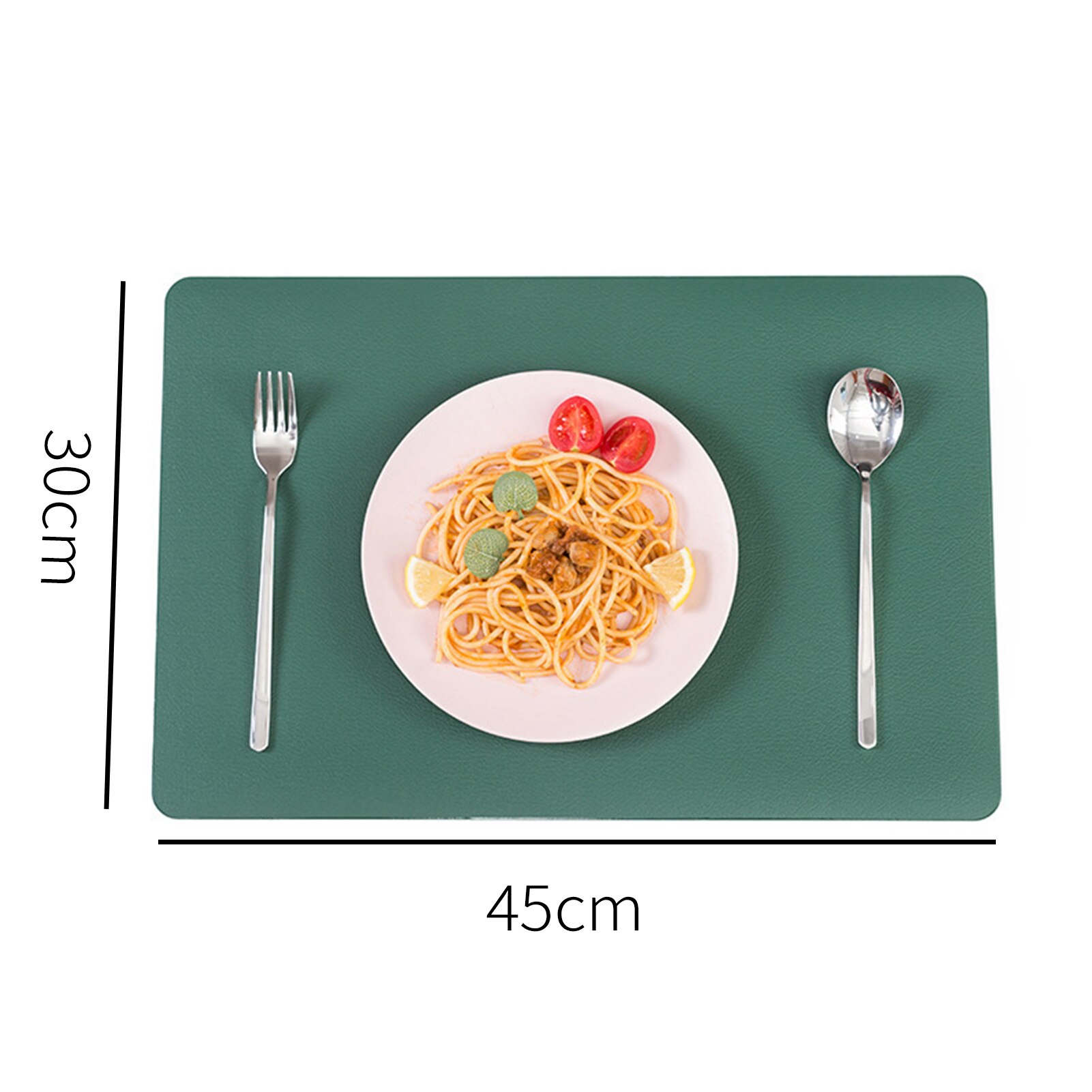 4Pcs Ins Style Waterproof Leather Placemats Table Mats Set Heat Resistant Easy Clean Washable Placemat: Light Green