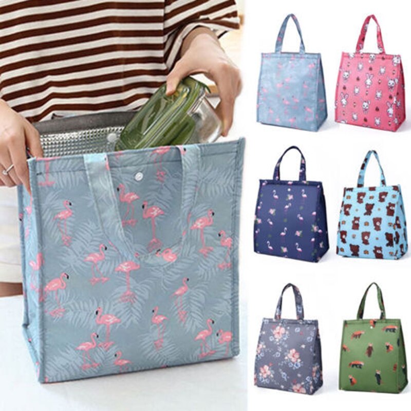 Draagbare Opvouwbare Isolatie Zakken Flamingo Lunch Tas Doos Picknick Tote Koeler Opbergtas Thermische Koeler Lunchbox