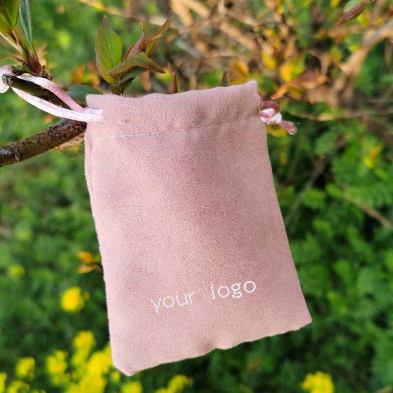 Rosa di Flanella Sacchetti del Regalo Dei Monili 5x7cm 7x9cm 8x10cm 9x12 centimetri di Trucco ciglia Capelli Logo di Imballaggio Borse Multiuso