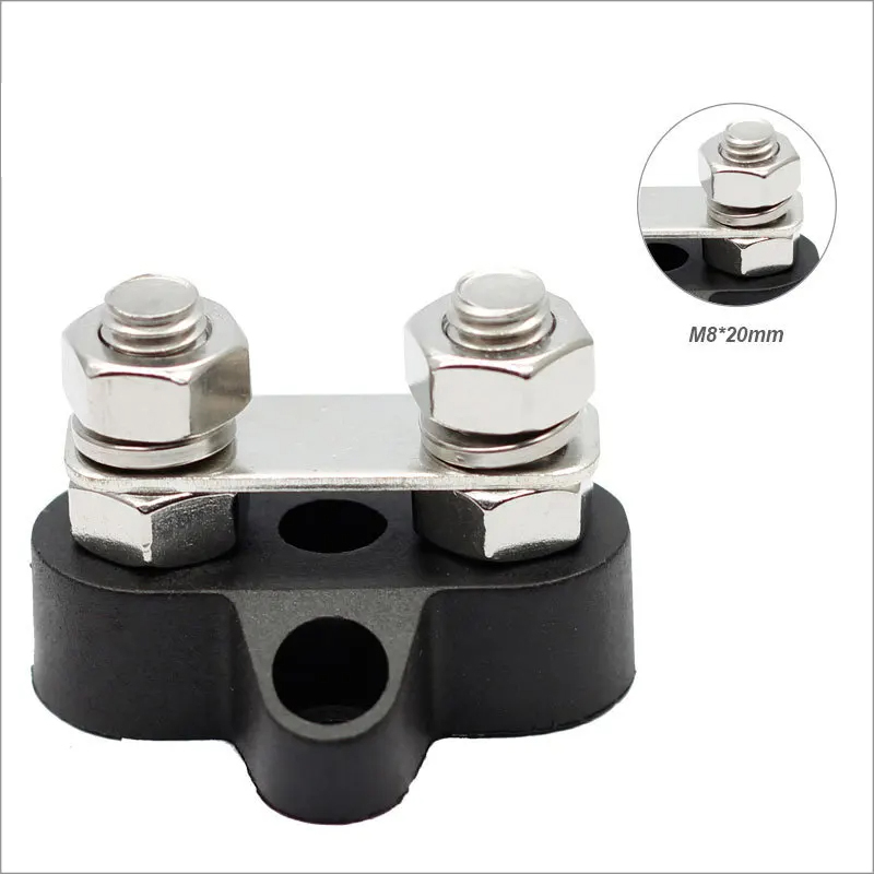 M6 M8 48V Junction Block Bus Bar 5/16" Terminal Block Insulated Dual Heavy Duty Power Distribution Stud Positive Negative RV