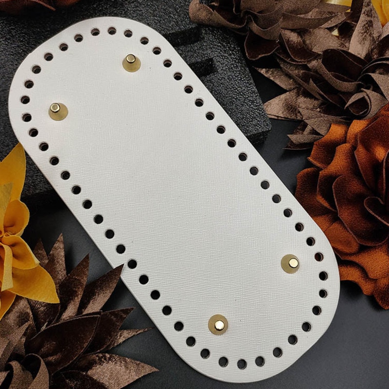 Owalne długie dno do torby z dzianiny PU skórzane akcesoria do toreb ręcznie dno z 52 otworami DIY torba szydełkowa dno 22x10cm