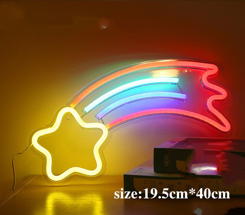 Rainbow Neon Sign Led Regenboog Licht Lamp Voor Bar Decor Regenboog Decor Neon Lamp Muur Decor Kerst Neon Lamp buis: RGB