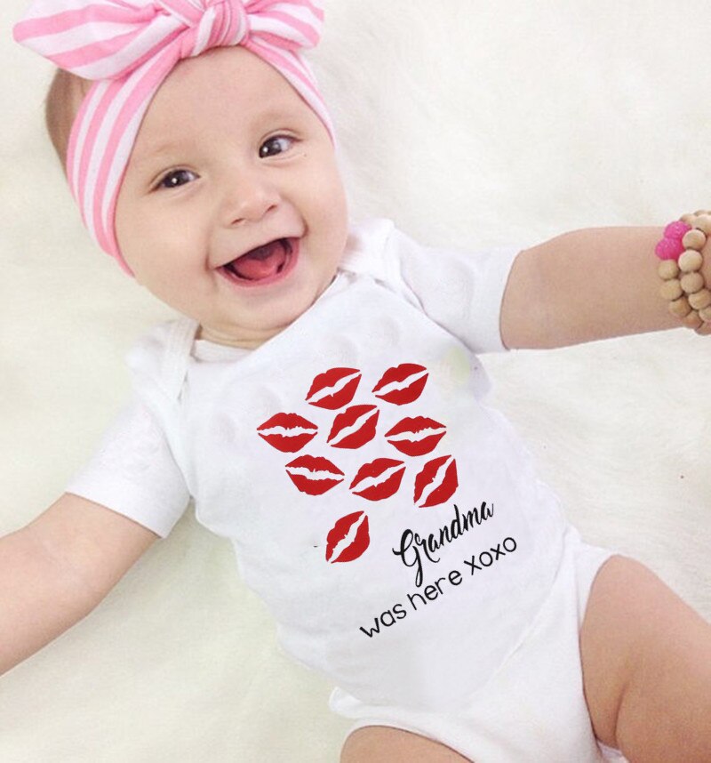 Red Lips Grandma Print Baby Toddler Girl Clothes Newborn Baby Body Cute Baby Girl Body Summer Baby Girl Onesie