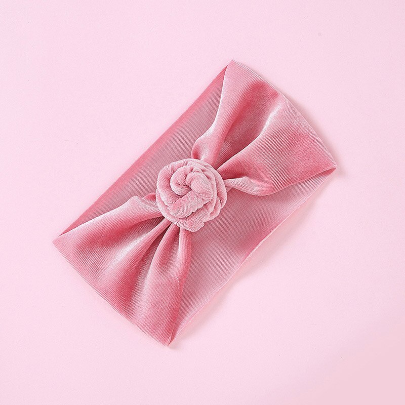 Baby Velvet Turban India Knot Baby Girl Headbands Headwraps Solid Color Toddler Kids Elastic Hair Bands Accessories: rose red