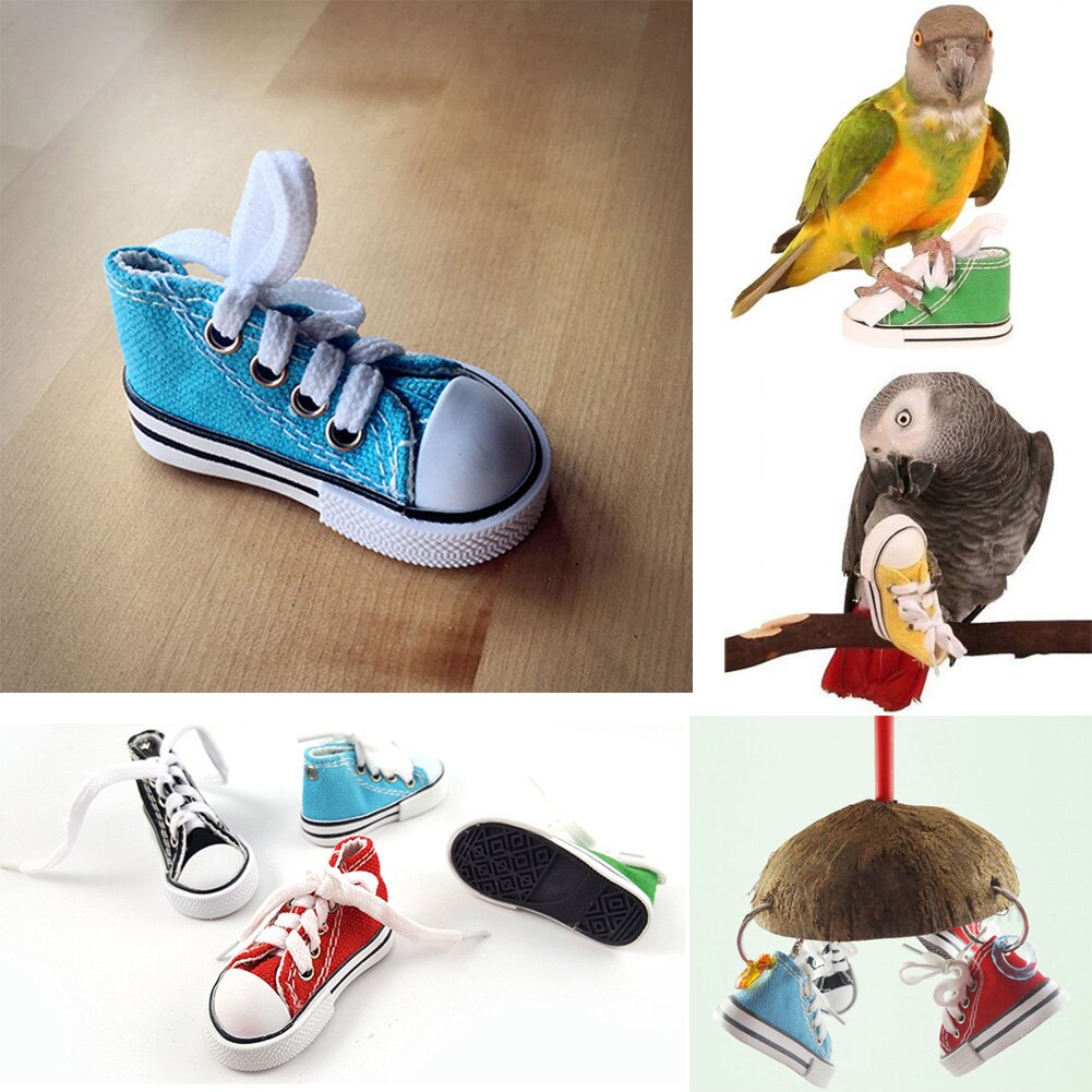 Mini Leinwand Schuhe Papagei Vogel Spielzeug Haustier Vogel Schuh KäFeige Dekoration Stehend Klettern Spielzeug Papagei Vogel KäFeige Haustier Schuhe Papagei spielzeug