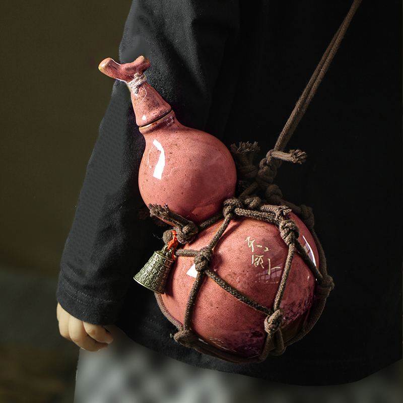 Ancient Style 700ml Wukong Bottle Gourd Wine Bottle Ceramic Cup Destiny Of Heaven Net Bag Wine Gourd Set The Water Kettle