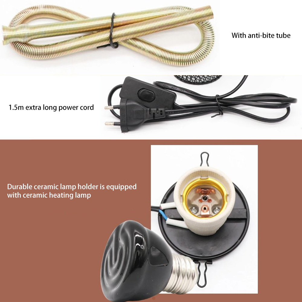 50W E27 Pet Warm Lamp Anti-scald Heating Lamp with Anti-bite Tube Winter Pet Keep Warm Lights Infrared Ceramic Heater