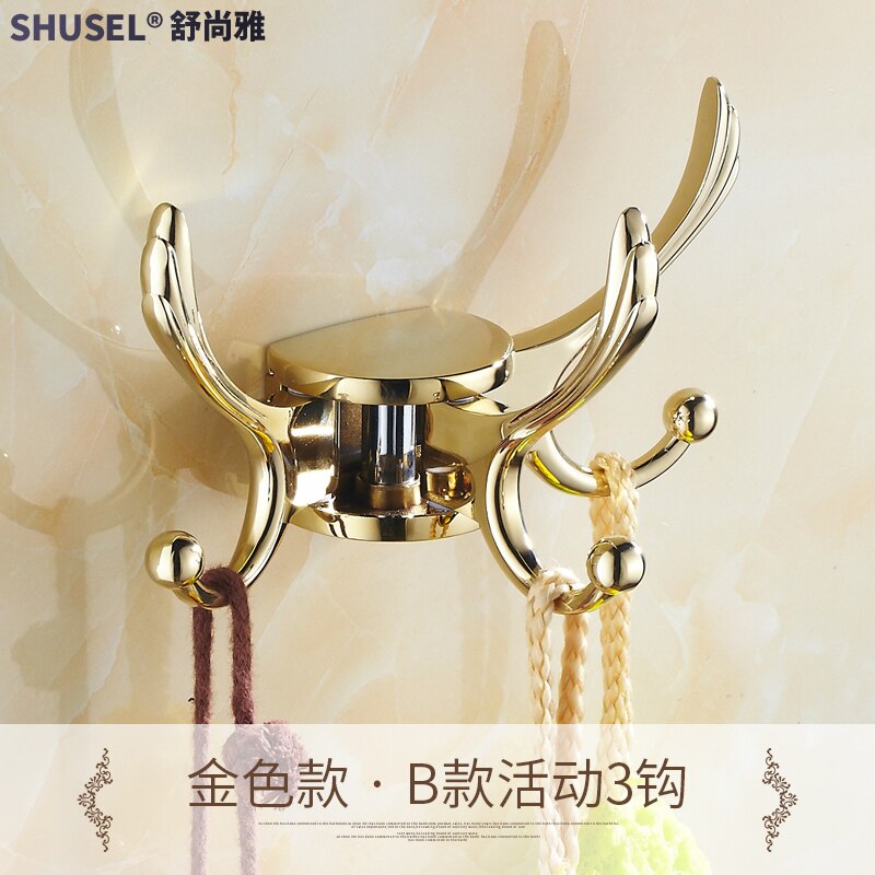 Slaapkamer Beweegbare Kleding Haak Europese Stijl Haak Kledingrek Muur Opknoping Enkele Haak Gouden Antieke Jas Rack Roterende: Type B- Gold