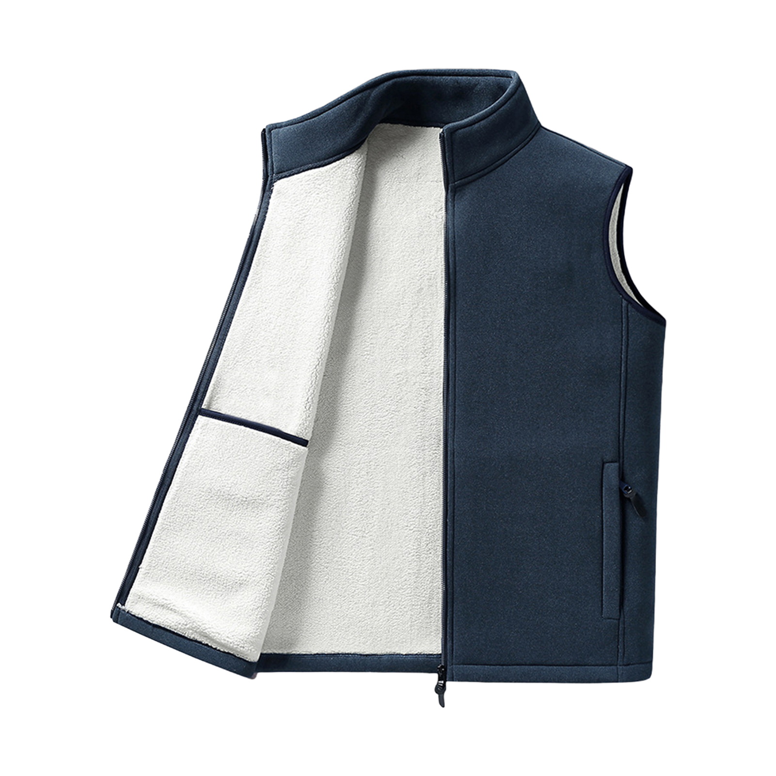 Heren Polar Fleece Vesten Outdoor Vest Unisex Multi-pocket Warm Winddicht Winter Nieuw Wandelen Ski Cargo Vest: PP / Blauw