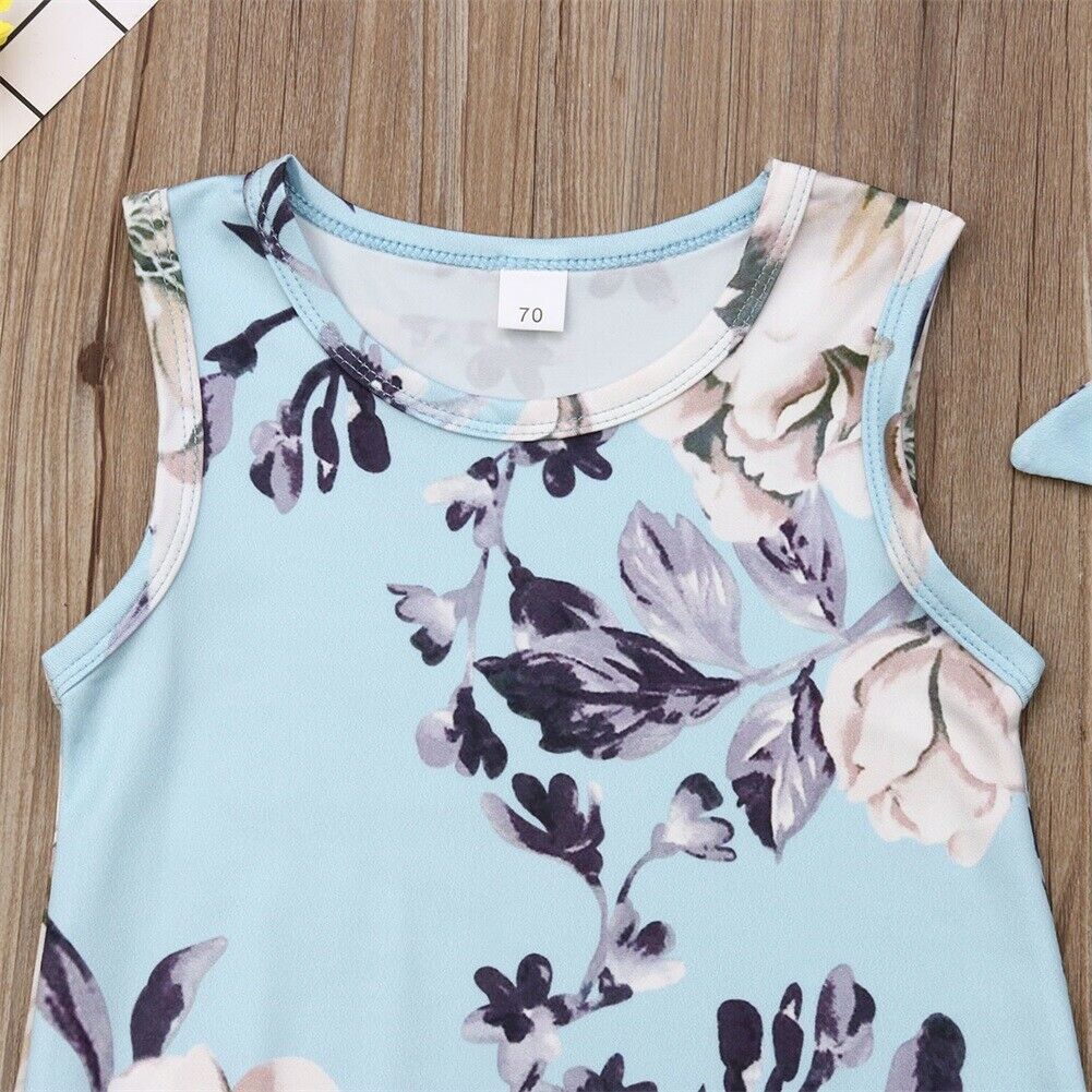 2019 Bebê Roupas de Verão Infantis Bebê Menina Meninos Sem Mangas Floral Romper Cabeça 2 pcs Conjunto Macacão Playsuits Outfits Roupas