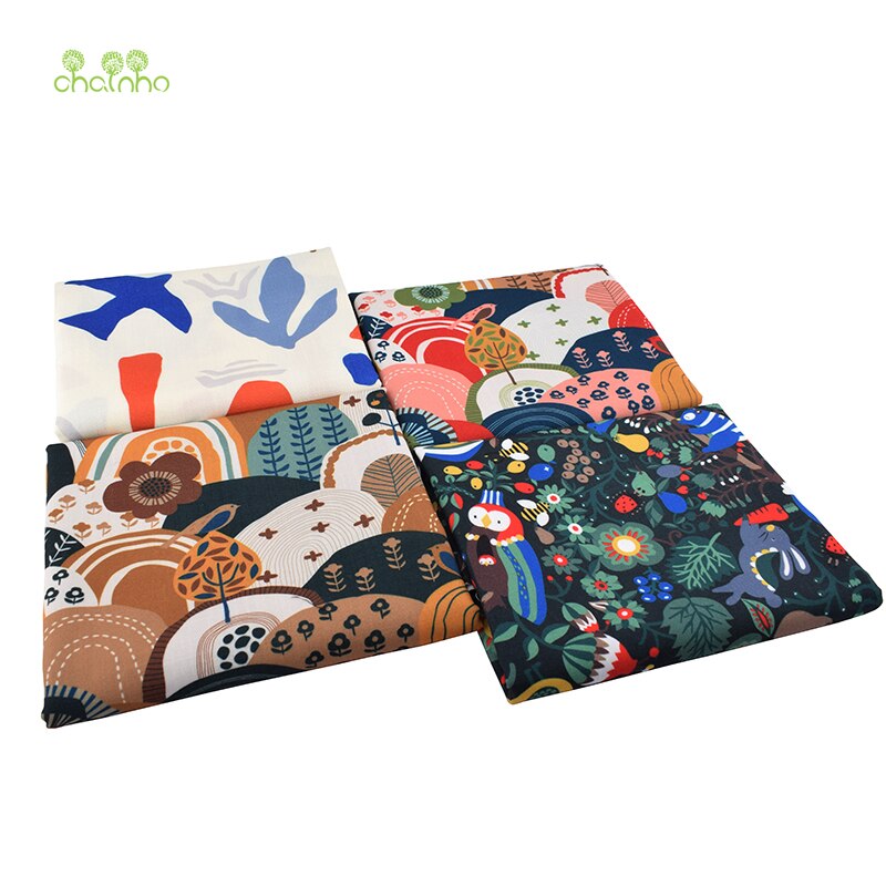 Tegneserie papegøyeserie, trykt bomullslinstoff for gjør-det-selv quilting og sy sofa, duk, gardin, veske, putemateriale