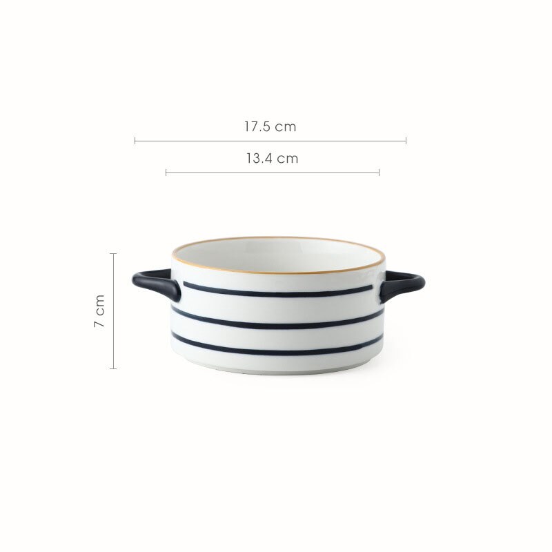 Ceramic Color glazed Double Ear Bowl with Lid Stew Breskfast Steamed Egg Pudding Bowl Baking bowl Kitchen Supply: 5inch Ripple