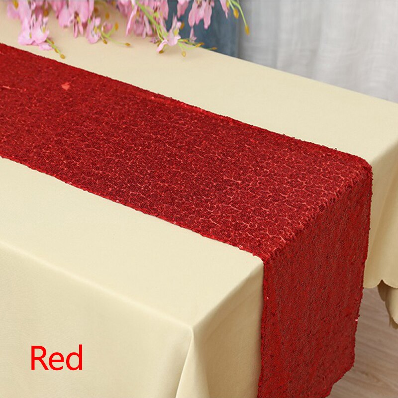 1pcs 30*180cm Sparkly Sequins Rose Gold Table Runners for Christmas Weddings Formal Party Table cloth Decorative: Red