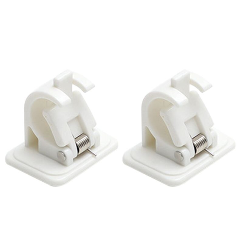 1Pair Curtain Rod Brackets No Drill Adjustable Stick Fixed Clip Holder Rack Hook B85C