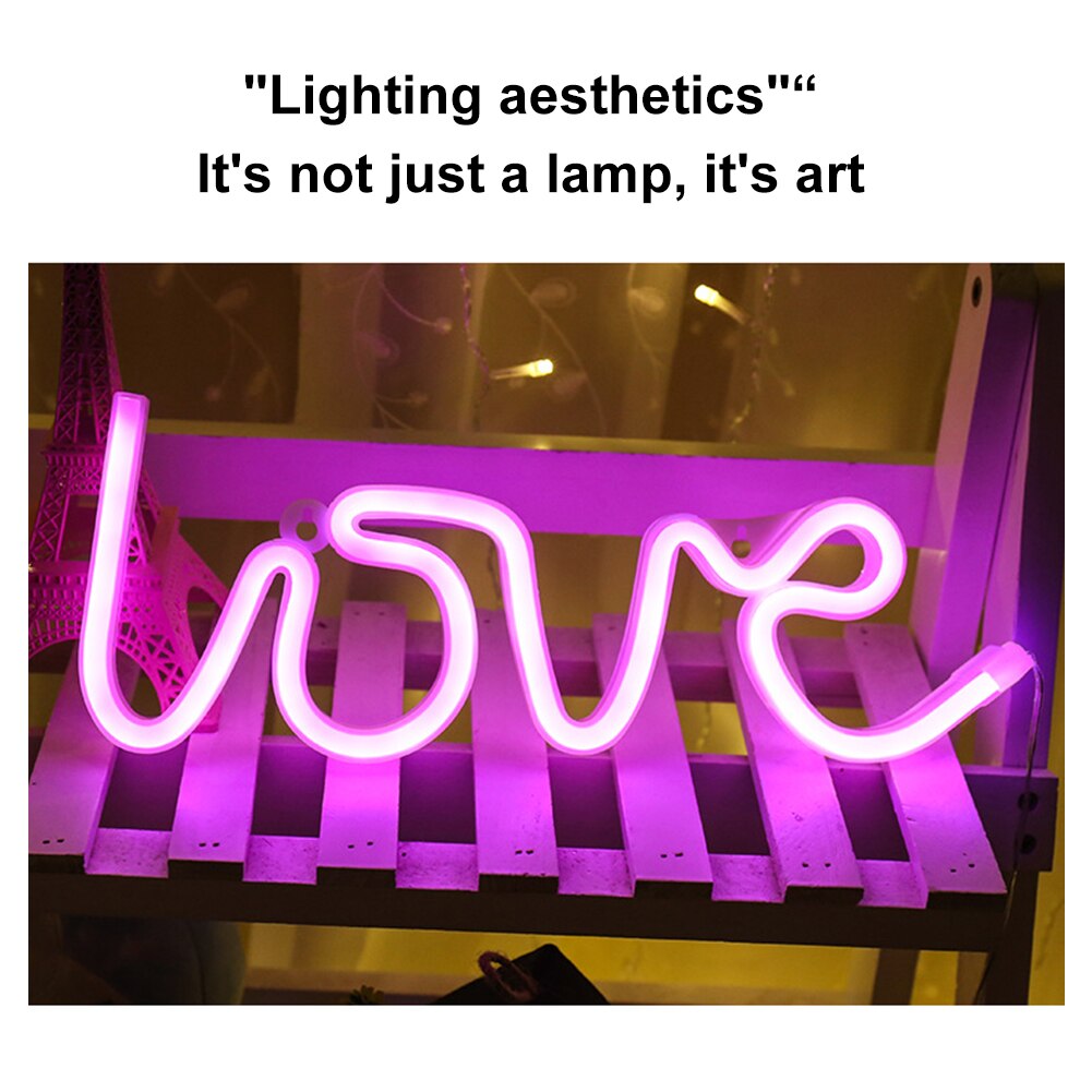 letrero de neón con luz LED USB/alimentado por batería lámpara de neón para colgar en la pared Día de San Valentín decoración del hogar lámpara de noche de Navidad