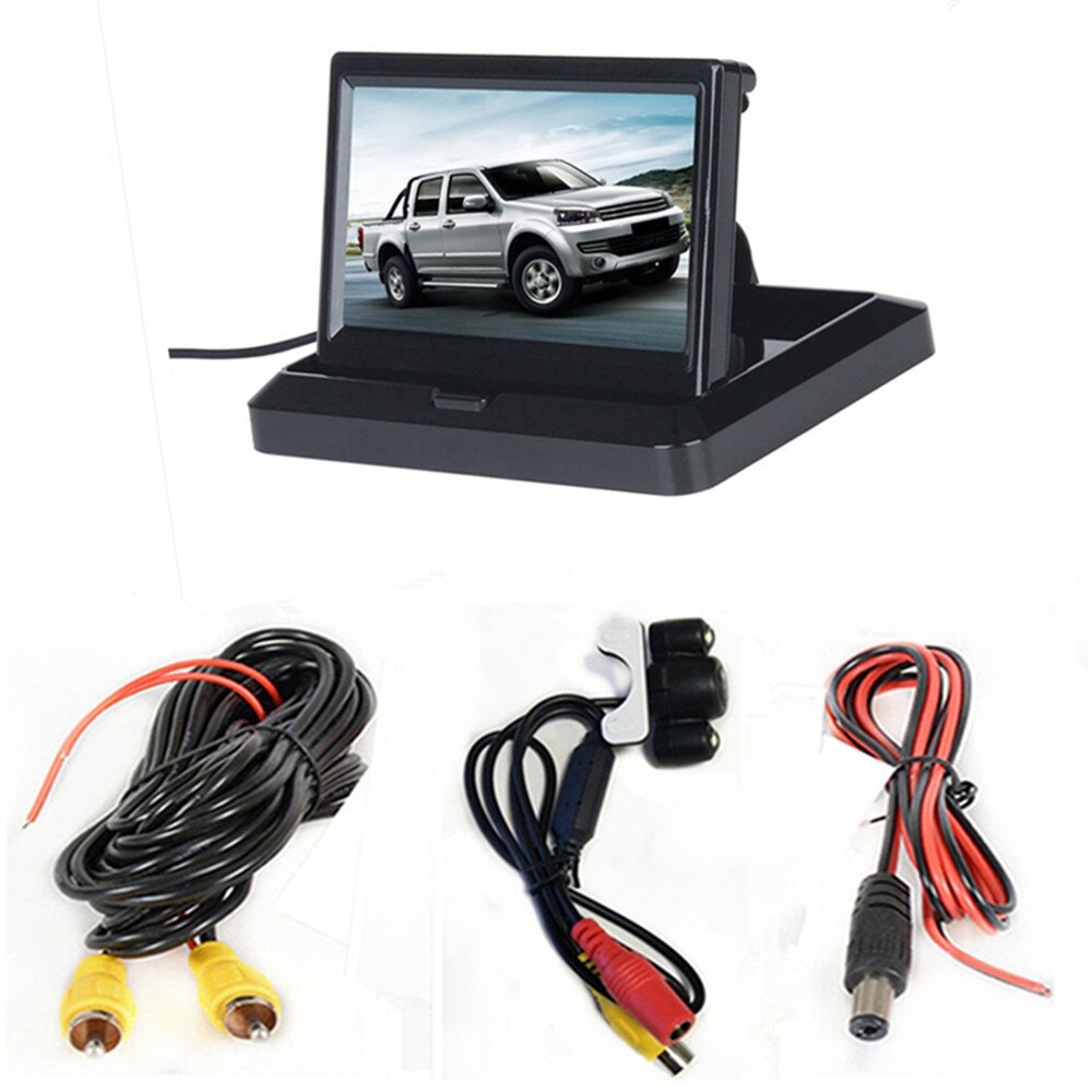 Monitor de coche 5 pulgadas TFT LCD pantalla a Color asistencia de estacionamiento inverso con 2 ENTRADA AV, cámara de visión trasera opcional: Monitor02 wired cam1