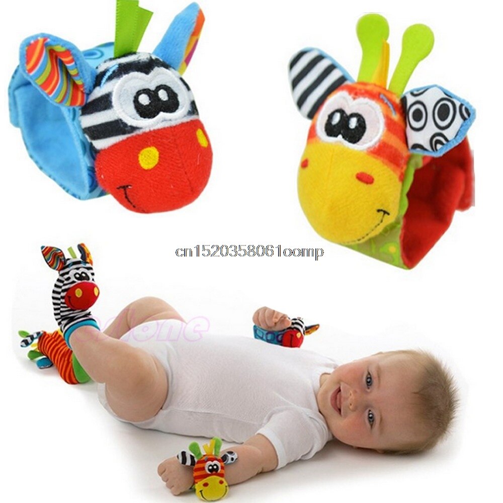 1pc Kleinkind Baby freundlicher Jungen Nette Ebene Hand Handgelenk Glocken Fuß Socke Rasseln Weiche Spielzeug