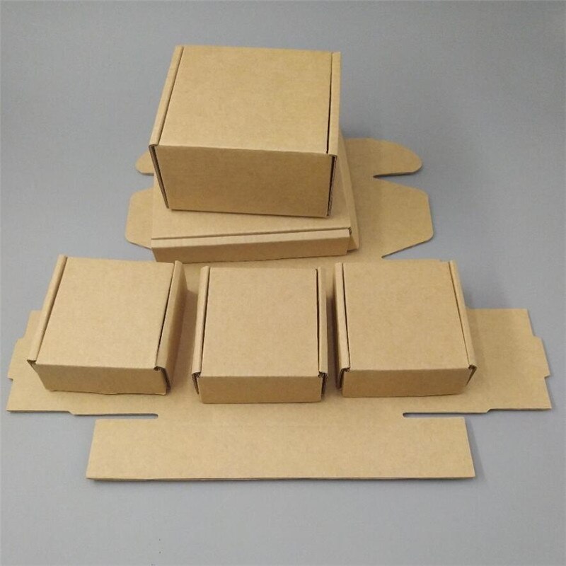 15*15*2cm Square Folding Carton with Tuck In Flap Brown Cardboard Mailing Postal Box Kraft Boxes