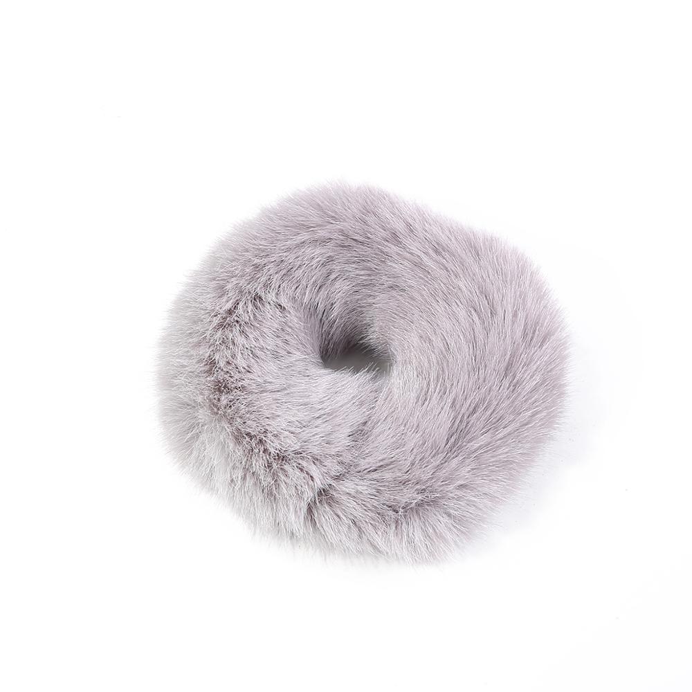 Temperament Colorful Furry Elastic Rubber Band Soft Plush Hair Rope For Women Girls Headwear Hair Accessories: Grey