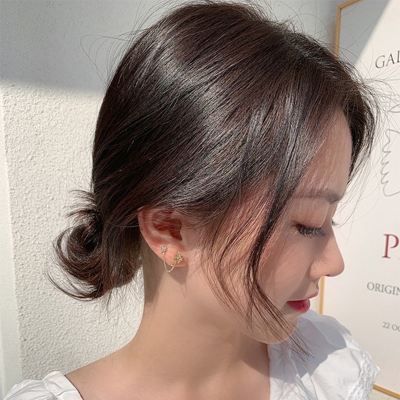 MENGJIQIAO coréen mignon papillon chaîne boucles d'oreilles goutte pour les femmes étudiants Zircon étoile Brincos bijoux