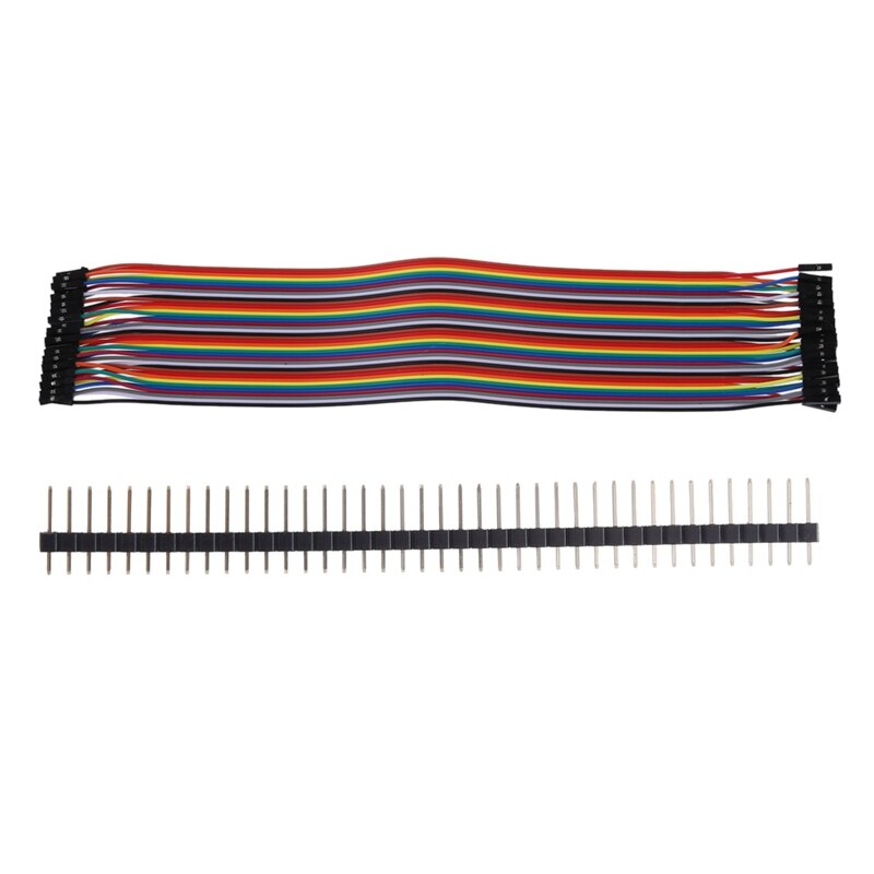 10Pcs 1x40 Pin 2.54Mm Pitch Straight Single Row PCB Pin Headers & 40Pcs Female To Female Solderless Flexible Breadboard Jumper C