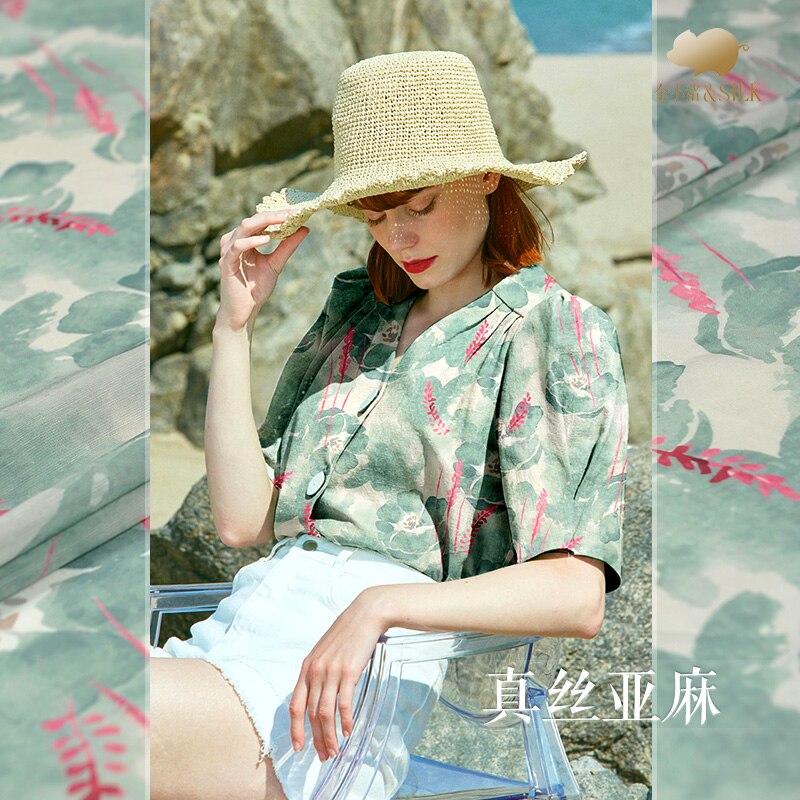 114cm Width Silk linen spring and summer silk fabric mulberry silkworm silk cloth dress women's clothing fabric