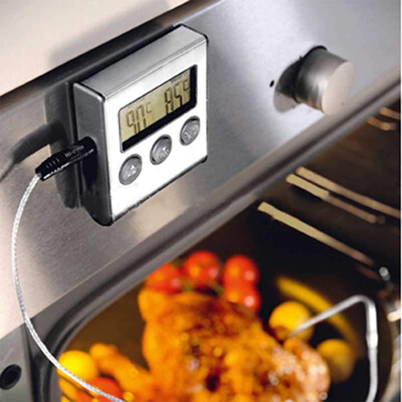 Digitale Bbq Vlees Thermometer Grill Oven Thermomet Met Timer & Rvs Probe Koken Keuken Thermometer