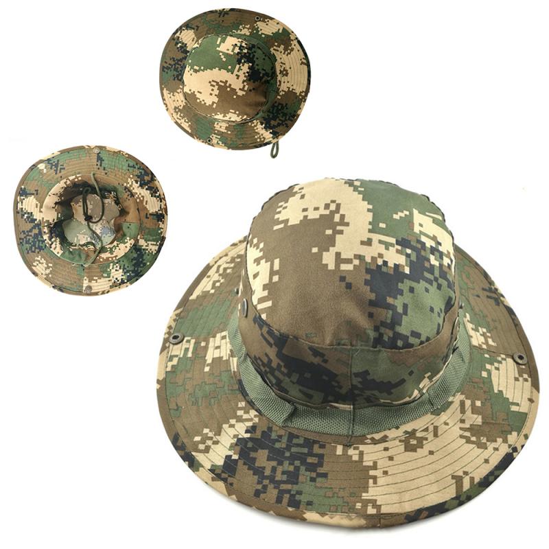 Outdoor Camouflage Emmer Hoeden Jungle Camo Visser Hoed Met Brede Rand Zon Vissen Emmer Hoed Camping Caps Katoen Caps