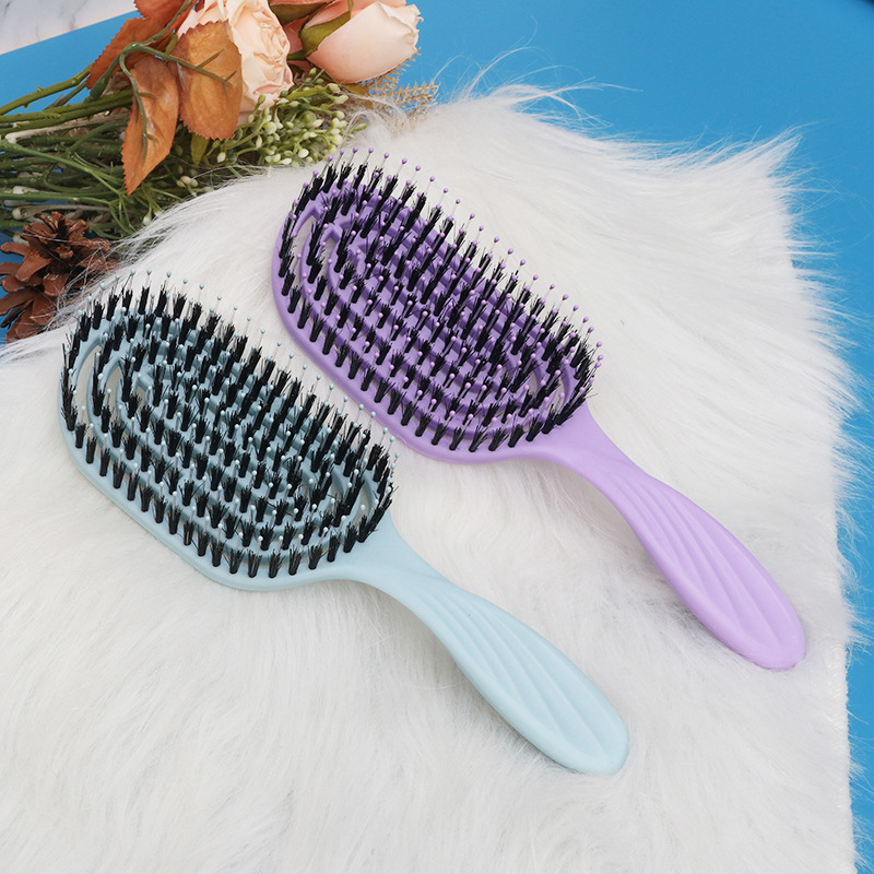 Javali Cabelo Escova de Cerdas, Anti-Static Massagem Comb, Estilo do couro cabeludo, Detangling, oco Out, Nylon Pente Dentes, Air Bag
