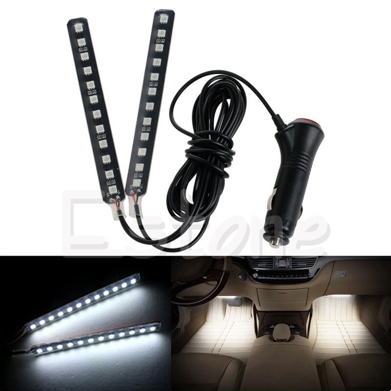 Neue Weiß 2X12 LED Auto Innen Fußraum Boden Dekor Atmosphäbetreffend Licht Neon- Streifen