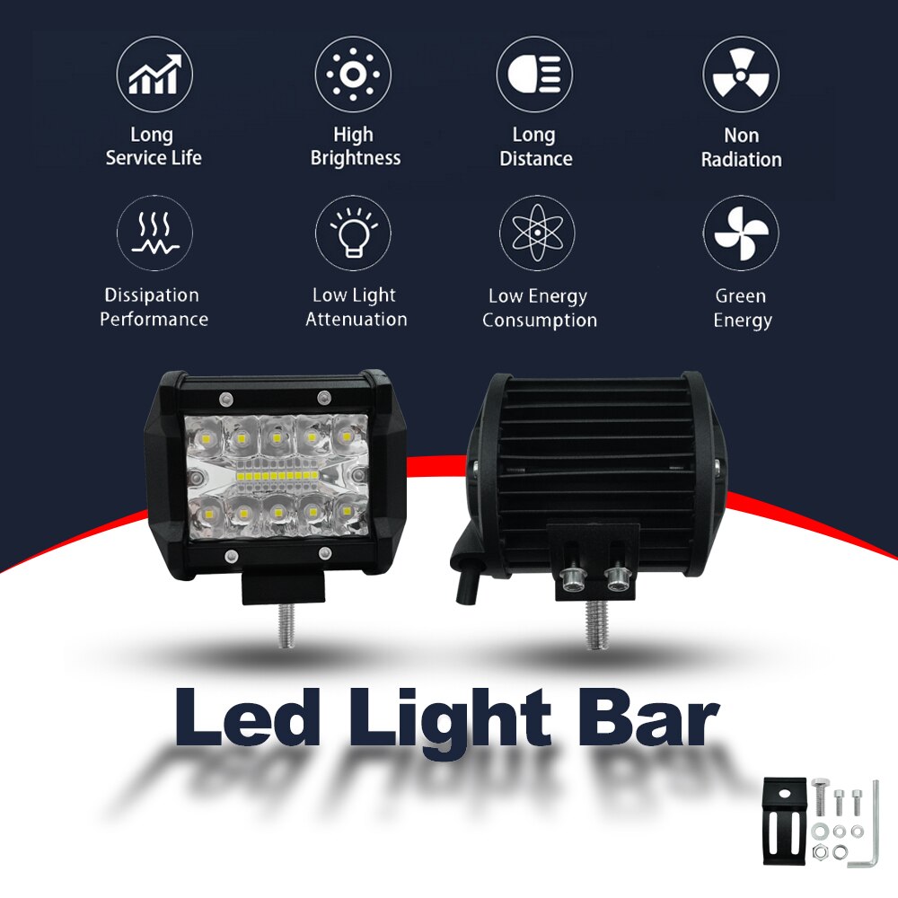 4-inch 60W LED Strip Light Working Refit Off-road Vehicle Light Roof Strip Light