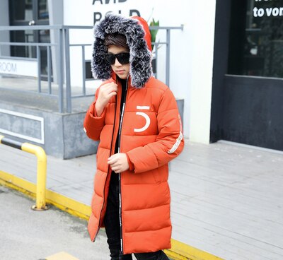 Casaco de inverno masculino 6-10 casacos quentes com capuz para meninos 7wt047: Laranja / 7 T