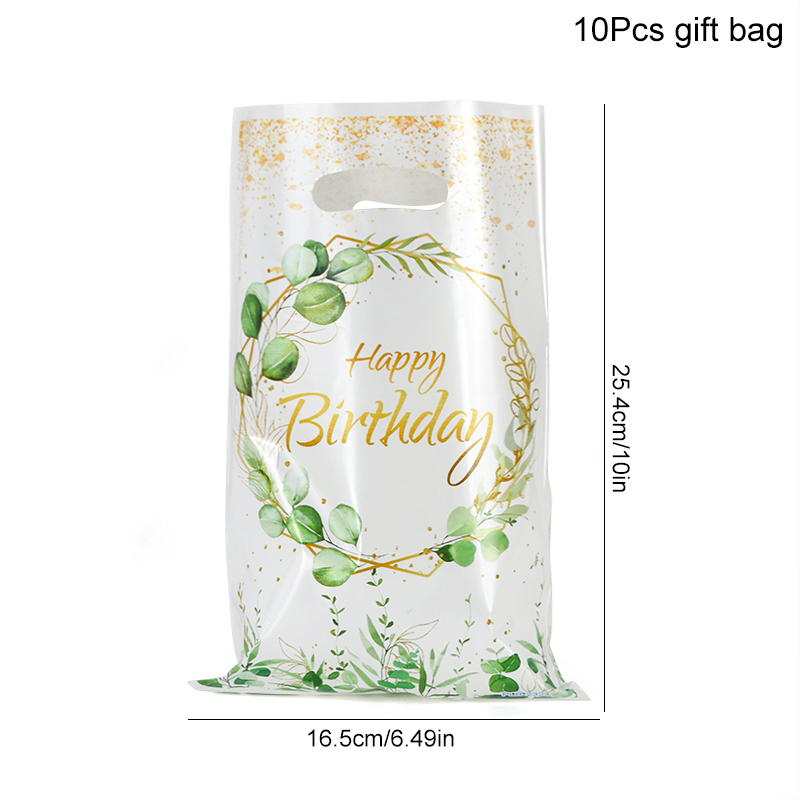 Green Eucalyptus Leaf Disposable Tableware Set Paper Plate Cup Napkin Kids Adult Birthday Supplies Hawaiian Summer Party Decor: army green