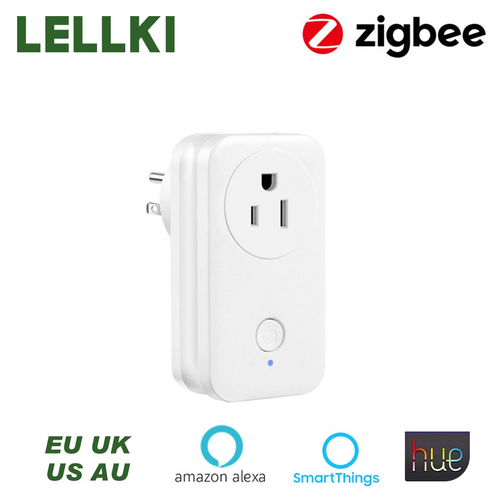 LELLKI Zigbee Smart Socket AU White Wireless Control light Switch Timer Plug for Zigbee Hue SmartThings Echo plus 10A 2200W: US WK40 / 1 PCS