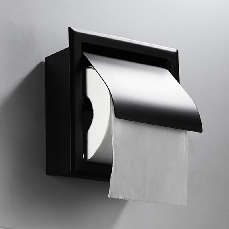 Recessed Toilet Paper Holder,Stainless Steel Double Roll Paper Box for Bathroom,Wall-Mounted Paper Storage Rack