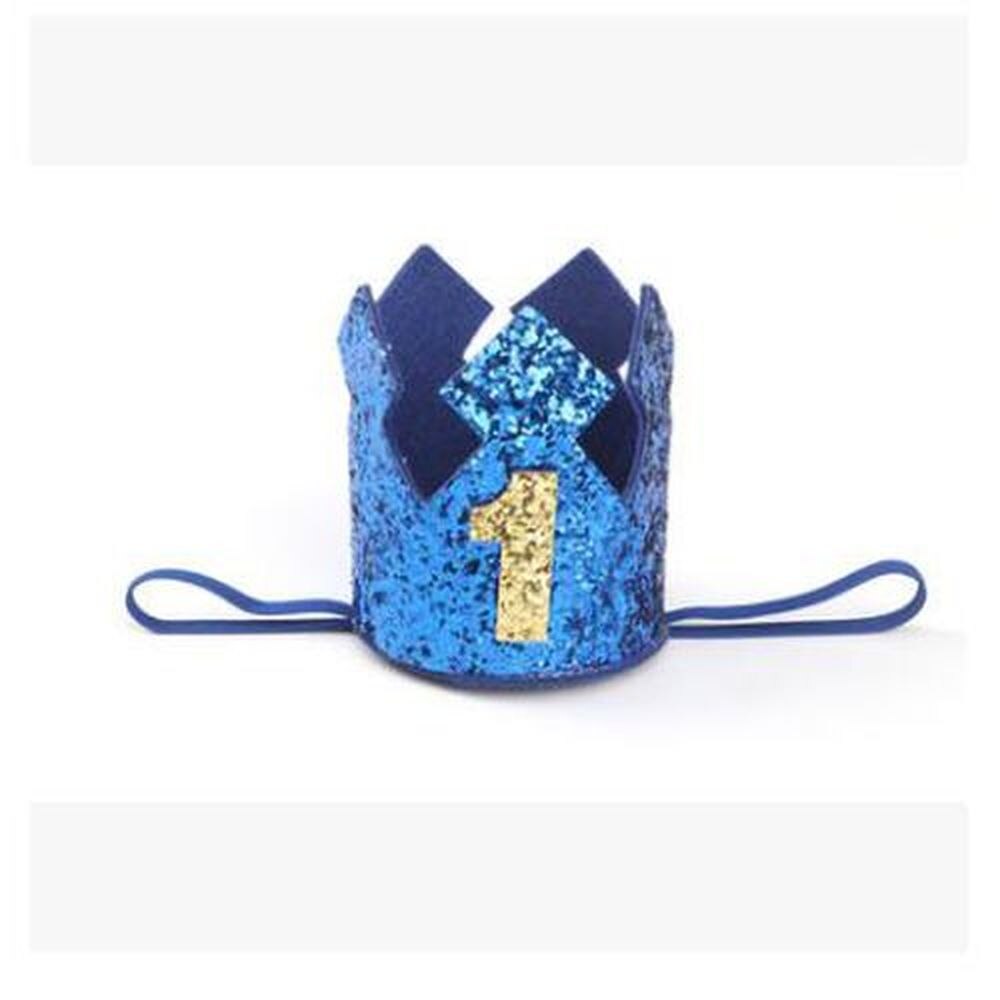 Glitter prins krona guld baby 1st 2nd 3rd år gammal födelsedag en pojke hatt baby shower födelsedagsfest dekoration foto rekvisita: B -1